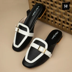 Premium Buckle Square-Toe Mule